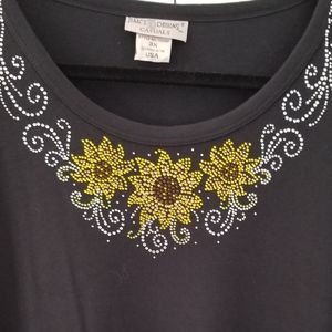 Crystal embellished black tee